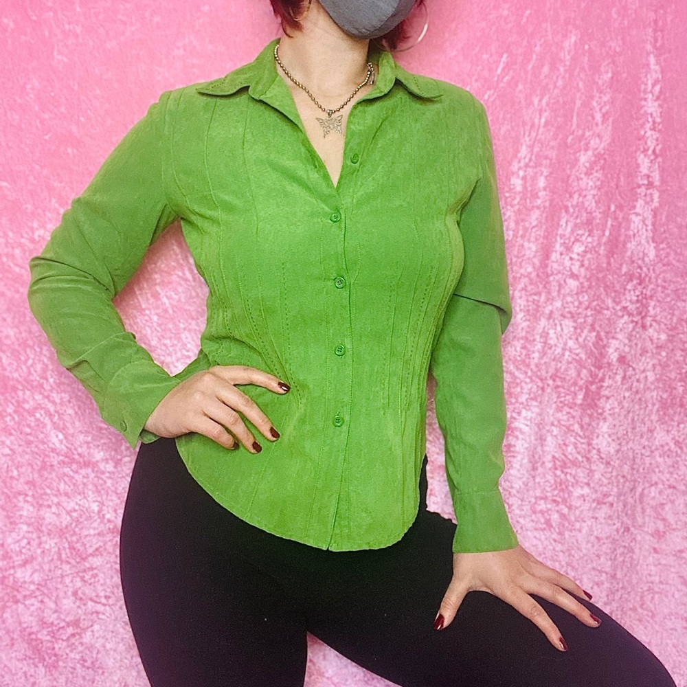 Y2K Lime Green Button Up💚